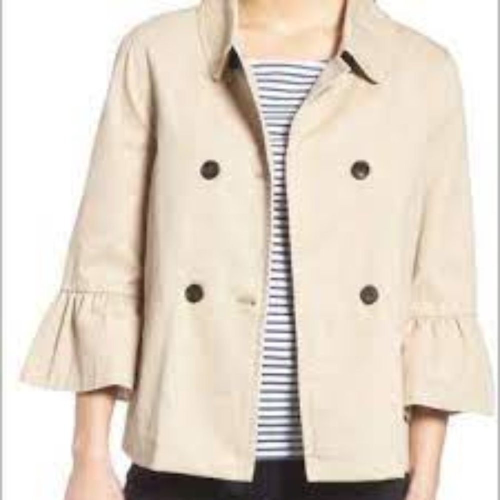 Draper James Peplum Sleeve Utility Khaki Jacket 4